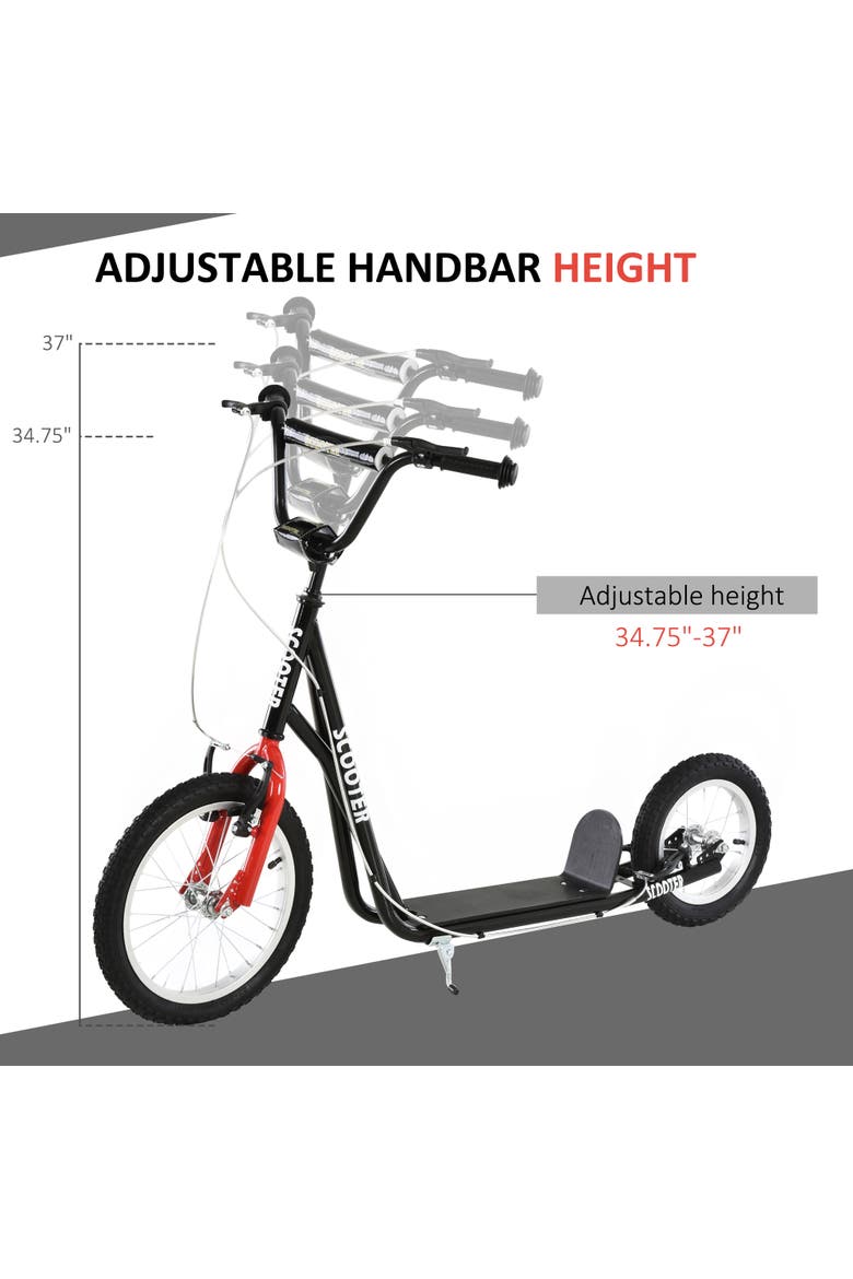 Teens Youth Kick Scooter with Adjustable Handlebar, Dual Brakes, Inflatable Wheels, Alternate, color, Black