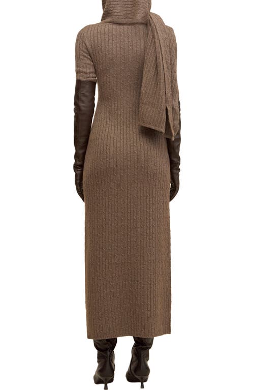 Cult Gaia Natacha Long Sleeve Wool & Cashmere Sweater Dress With Attached Scarf In Green