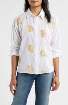 Two by Vince Camuto Embroidered Cotton Button-Up Shirt
