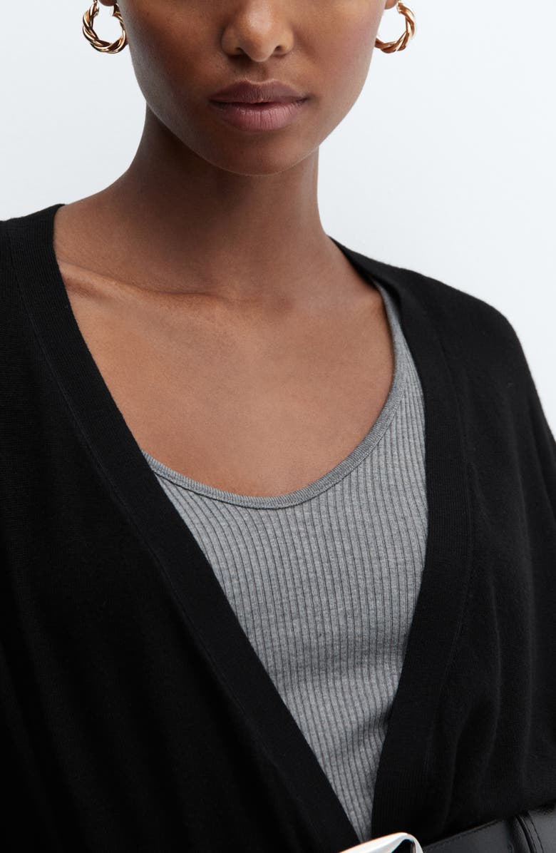 MANGO Fine Knit Open Front Long Cardigan, Alternate, color, 