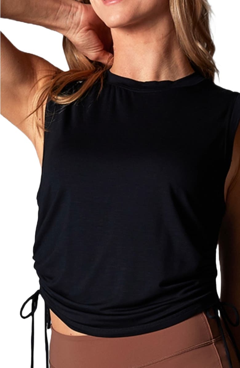 Tavi Crop Side Tie Tank, Alternate, color, Ebony