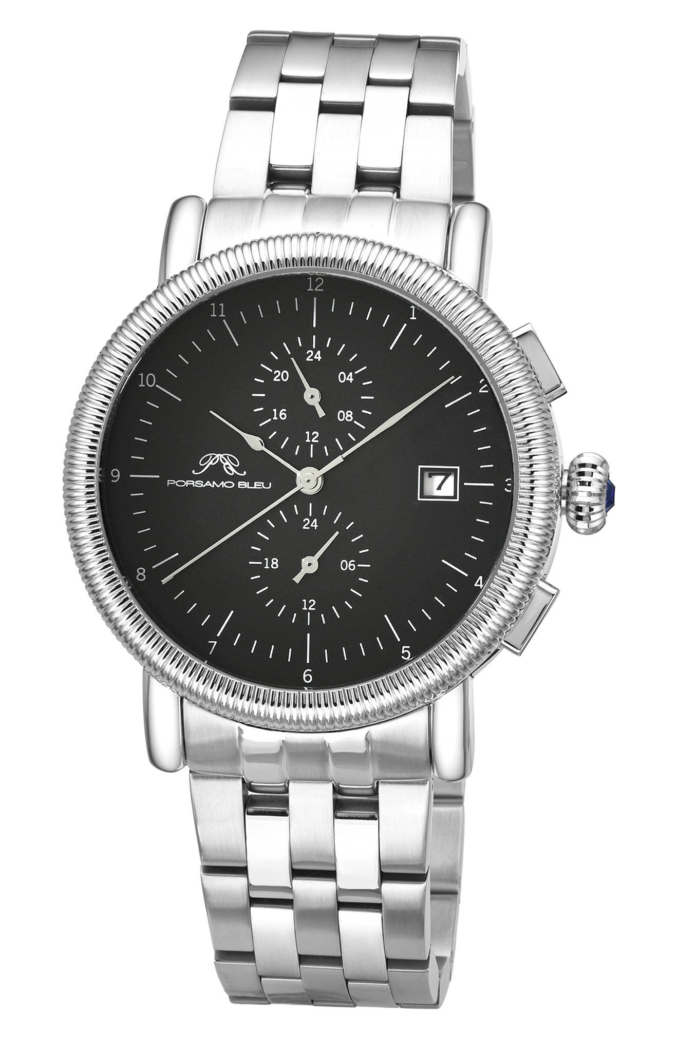 Porsamo Bleu Valor Bracelet Strap Chronograph Watch, 44mm In Silver Black