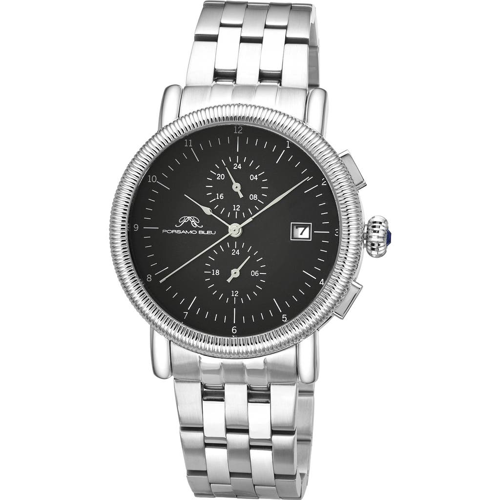 Porsamo Bleu Valor Bracelet Strap Chronograph Watch, 44mm In Silver Black