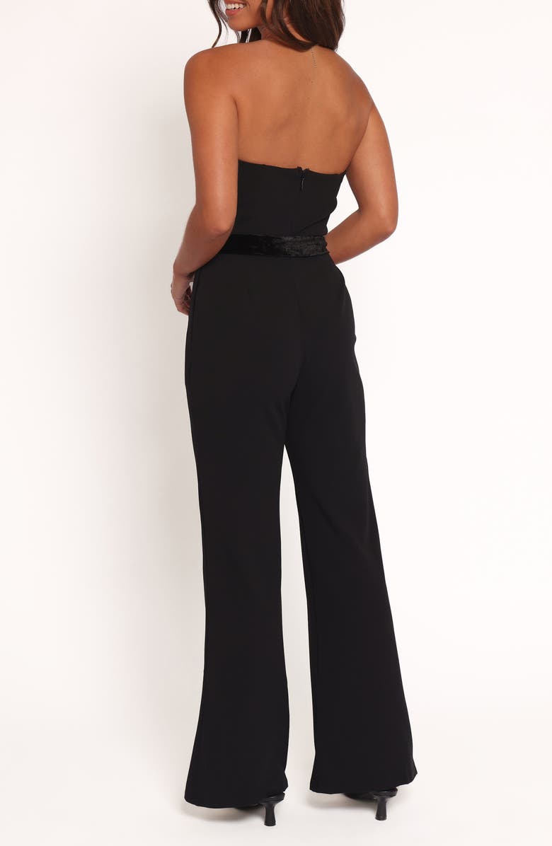 Petal & Pup Cameron Surplice Long Sleeve Satin Jumpsuit, Alternate, color, Black