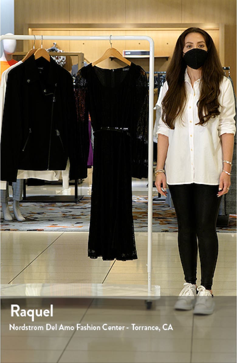 Lace Overlay Long Sleeve Midi Dress, sales video thumbnail