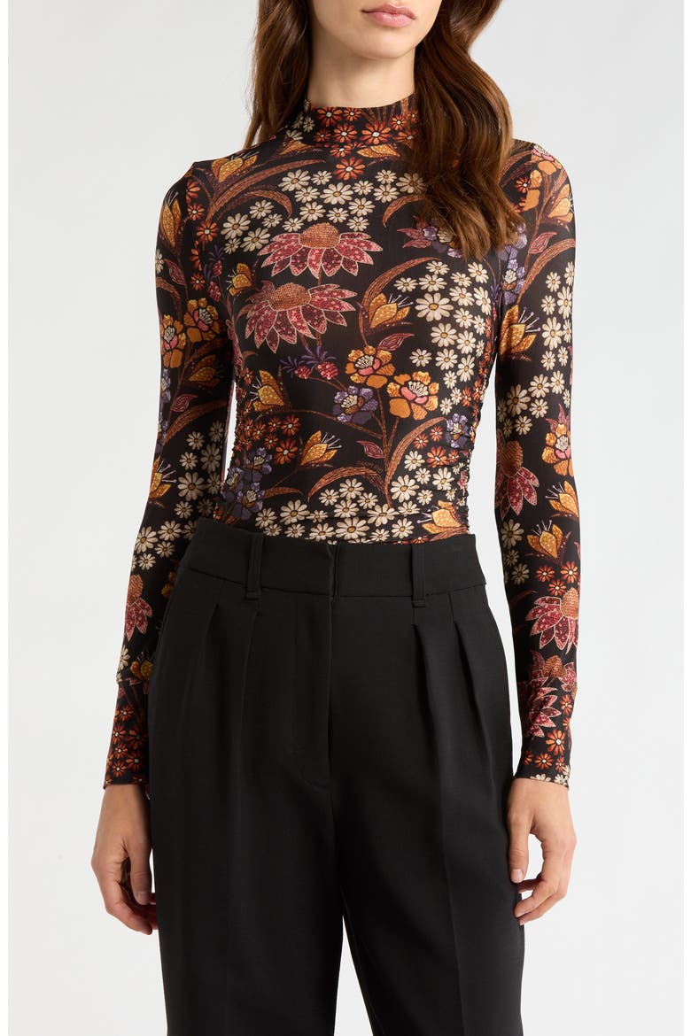 Lili Mock Neck Jersey Top, Main, color, BLACK