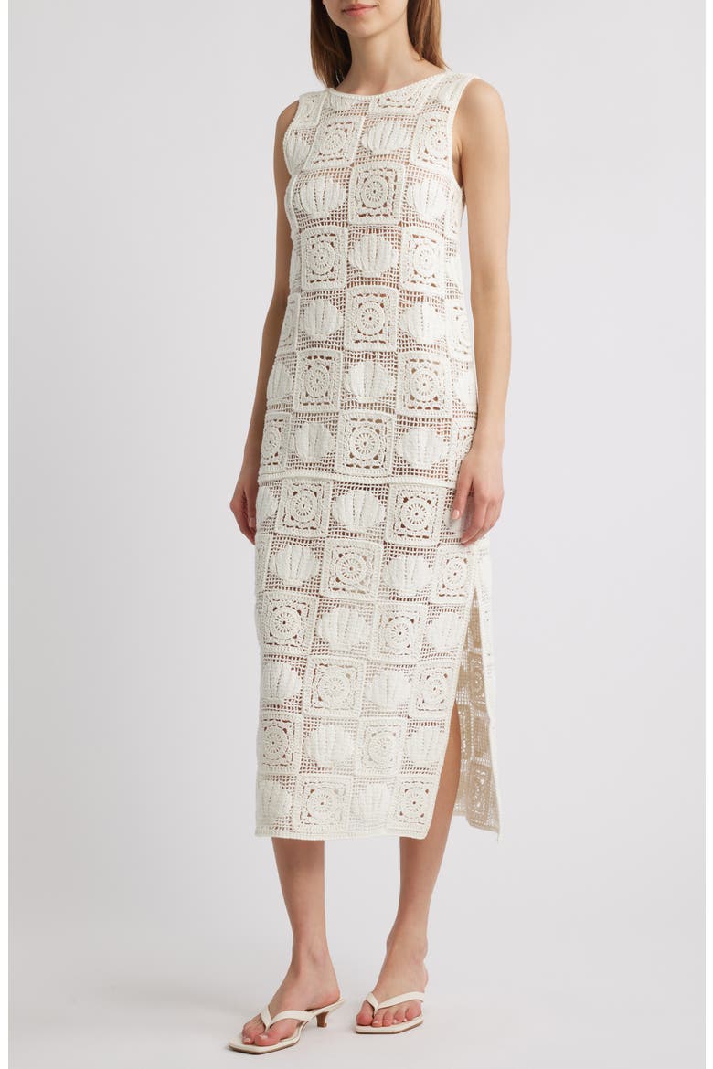 Calla Crochet Midi Dress, Main, color, WHITE SEA SHELL CROCHET