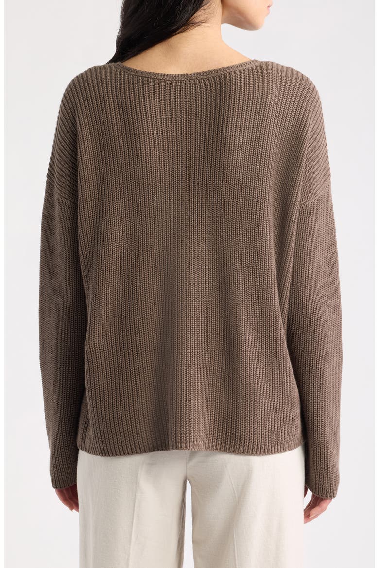 V-Neck Organic Cotton & Tencel Lyocell Sweater, Alternate, color, COBBLESTONE