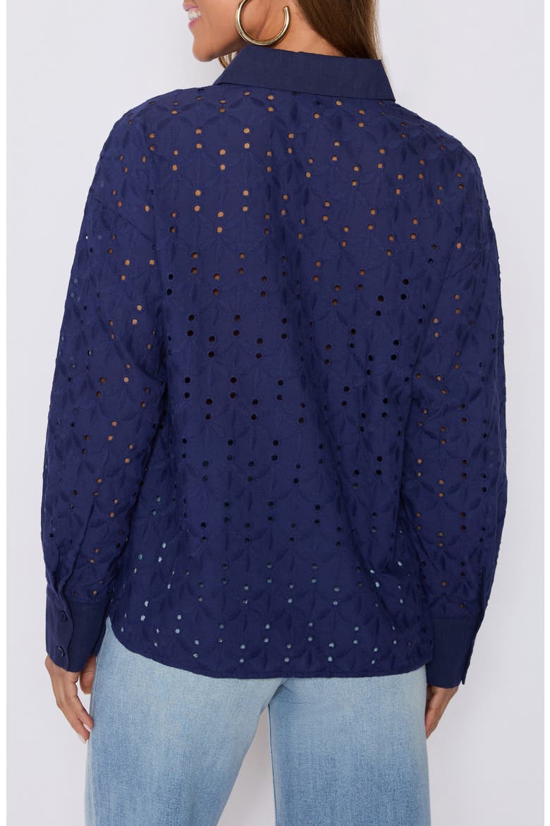 Garden Stroll Floral Eyelet Button-Up Shirt (Nordstrom Exclusive), Alternate, color, NAVY