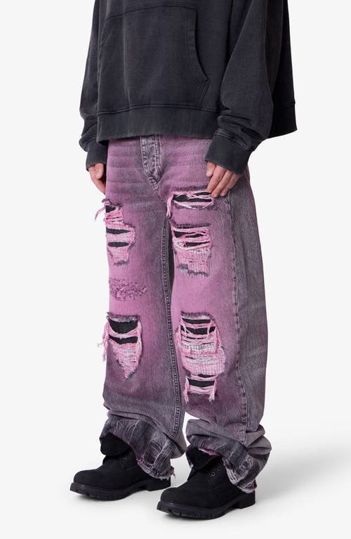 Mnml Void Distressed Spray Baggy Jeans In Black