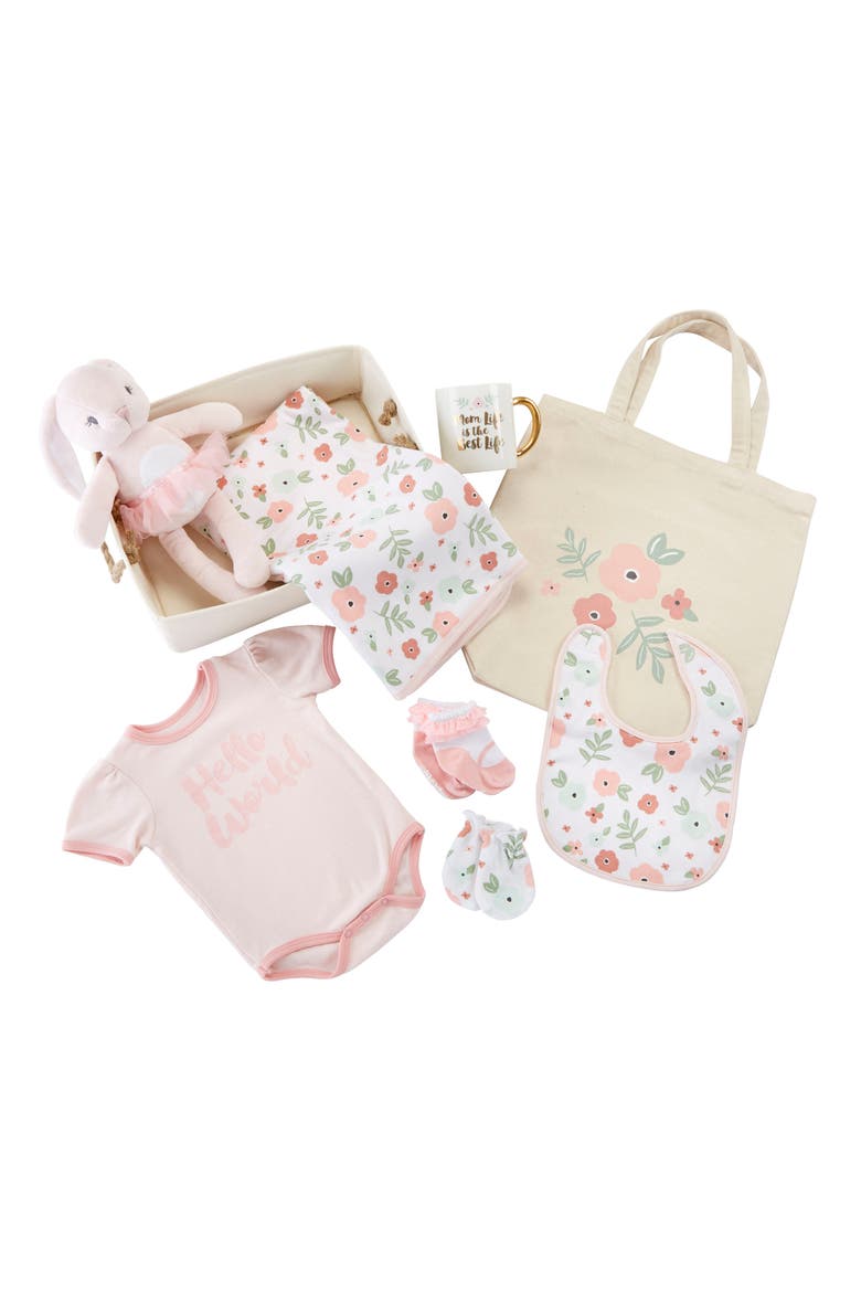 Fancy Floral 9-Piece Baby Gift Set, Main, color, PINK