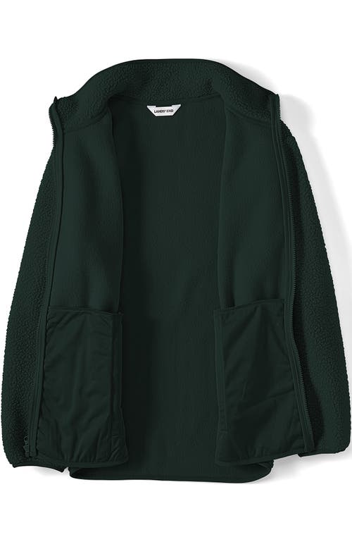 Lands' End Cozy High Pile Full Zip Fleece Jacket In Green
