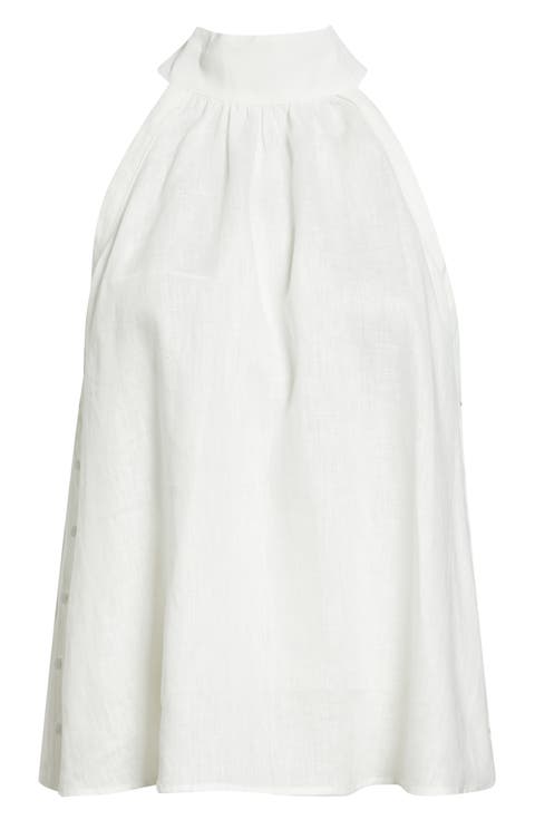 Andi Sleeveless Linen Mock Neck Top