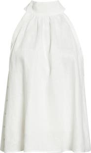 Reiss Andi Sleeveless Linen Mock Neck Top