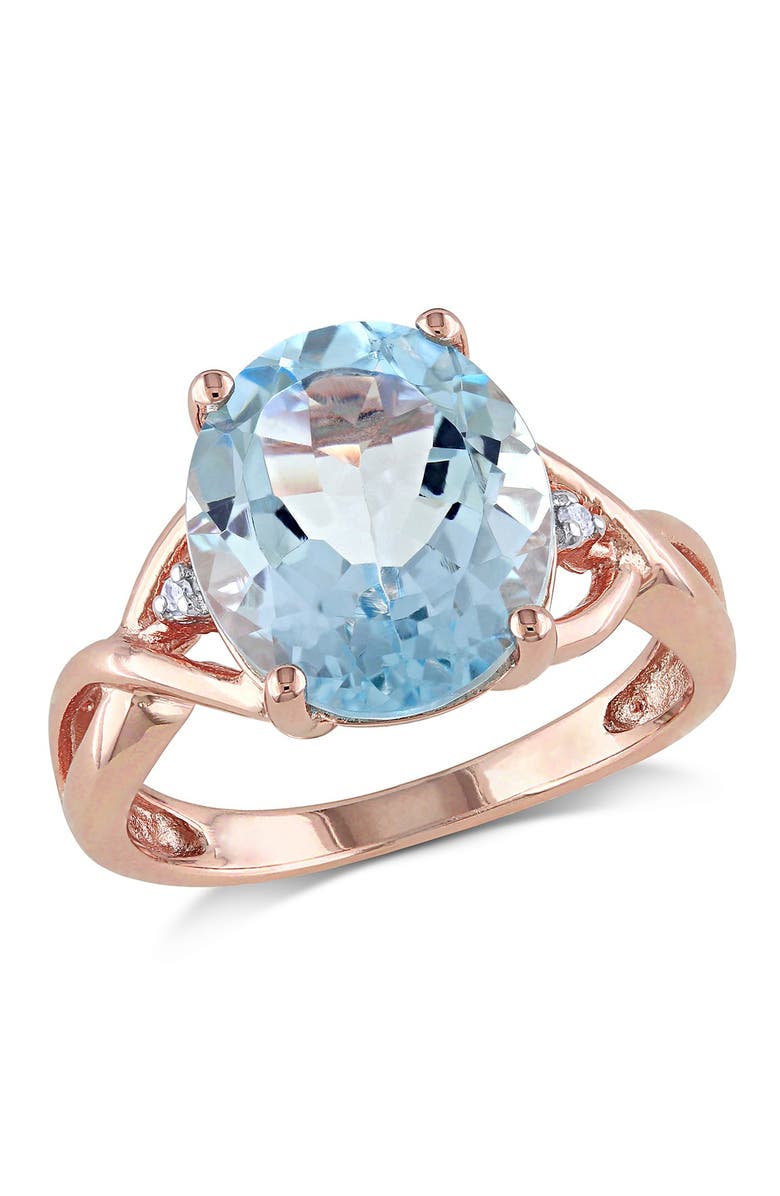 DELMAR Oval-Cut Blue Topaz & Diamond Ring, Main, color,