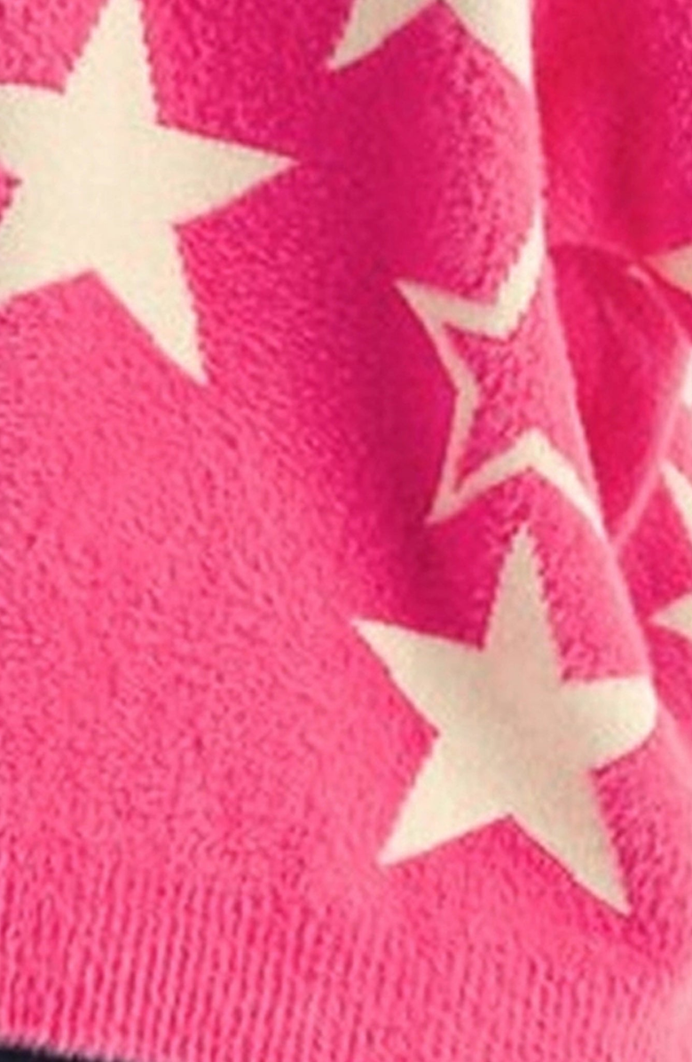 Knit and Lounge Cozy Star Pattern Soft Knit Sweater, Alternate, color, Pink / White Stars