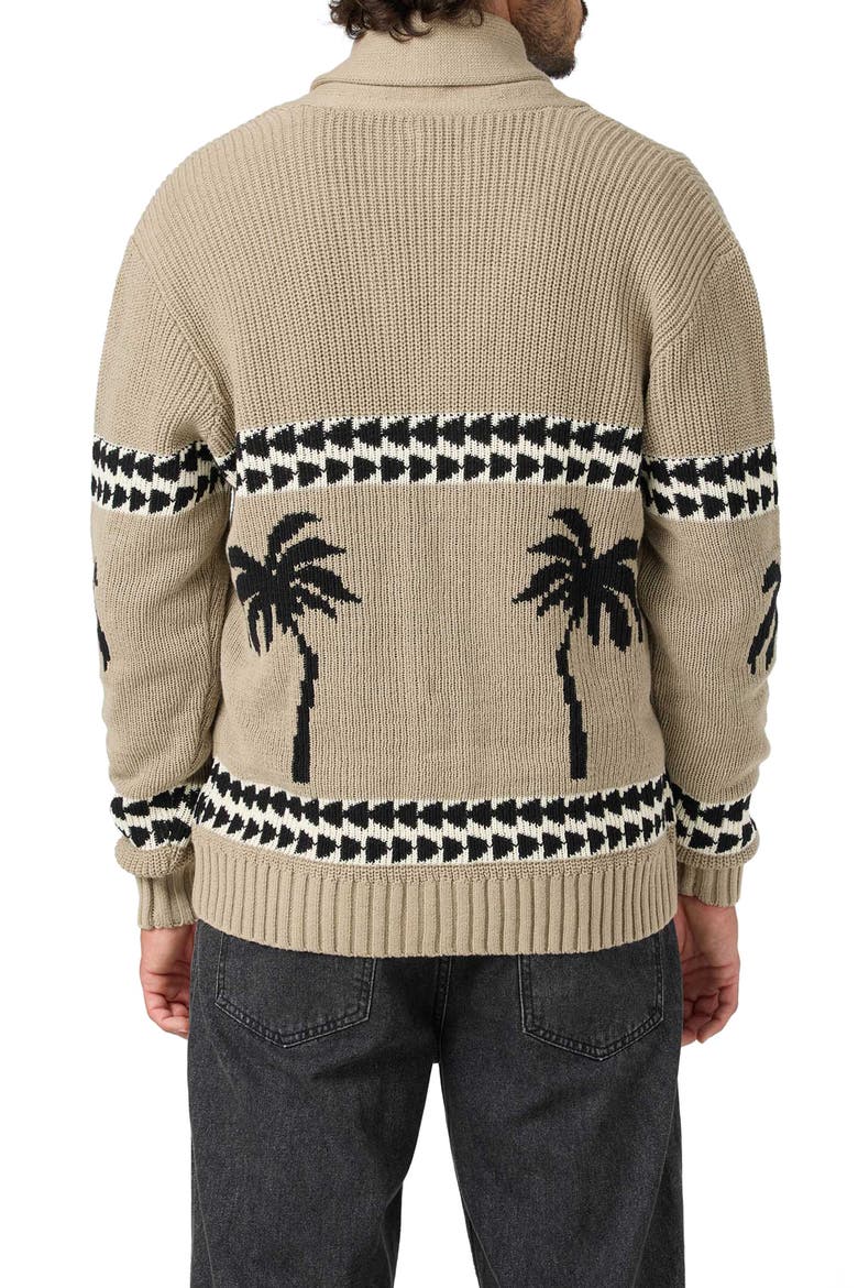 Mirrored Palms Cotton Blend Cardigan, Alternate, color, HEATHER KHAKI