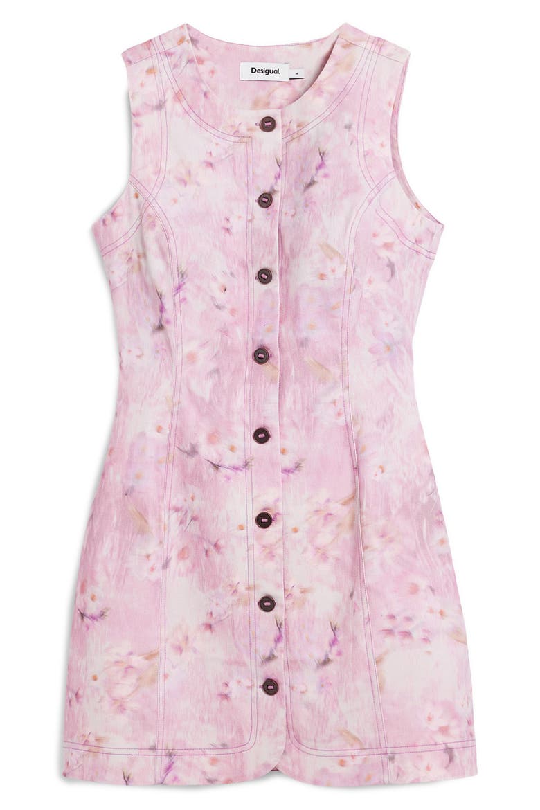 Floral Sleeveless Button Front Sheath Dress, Alternate, color, PINK