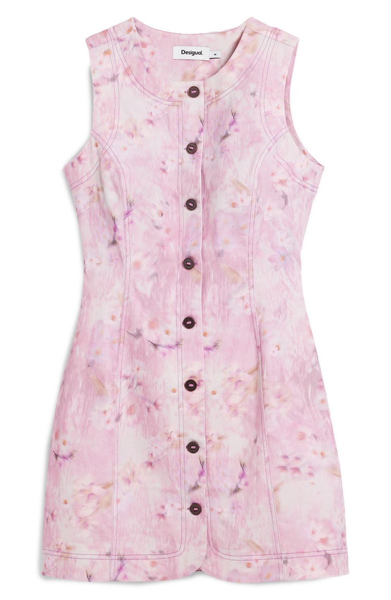 Desigual Floral Sleeveless Button Front Sheath Dress, Alternate, color, Pink