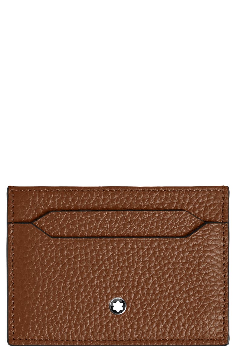 Montblanc Sartorial Grain Leather Card Holder, Main, color, Brown