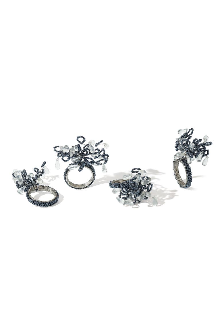 Celestial Frost Set of 4 Napkin Rings, Main, color, BLUE