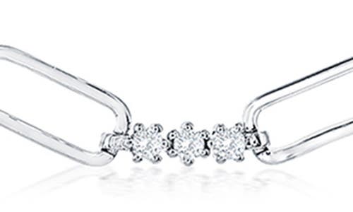 Simona Sterling Silver Cubic Zirconia Paper Clip Necklace