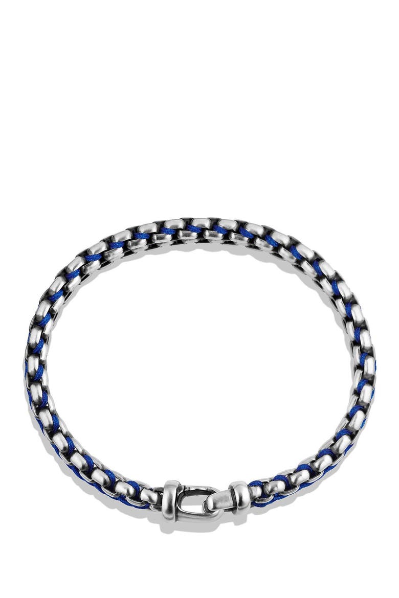 Men's Woven Sterling Silver Box Chain Bracelet, 12mm, Alternate, color, SILVER/ BLUE