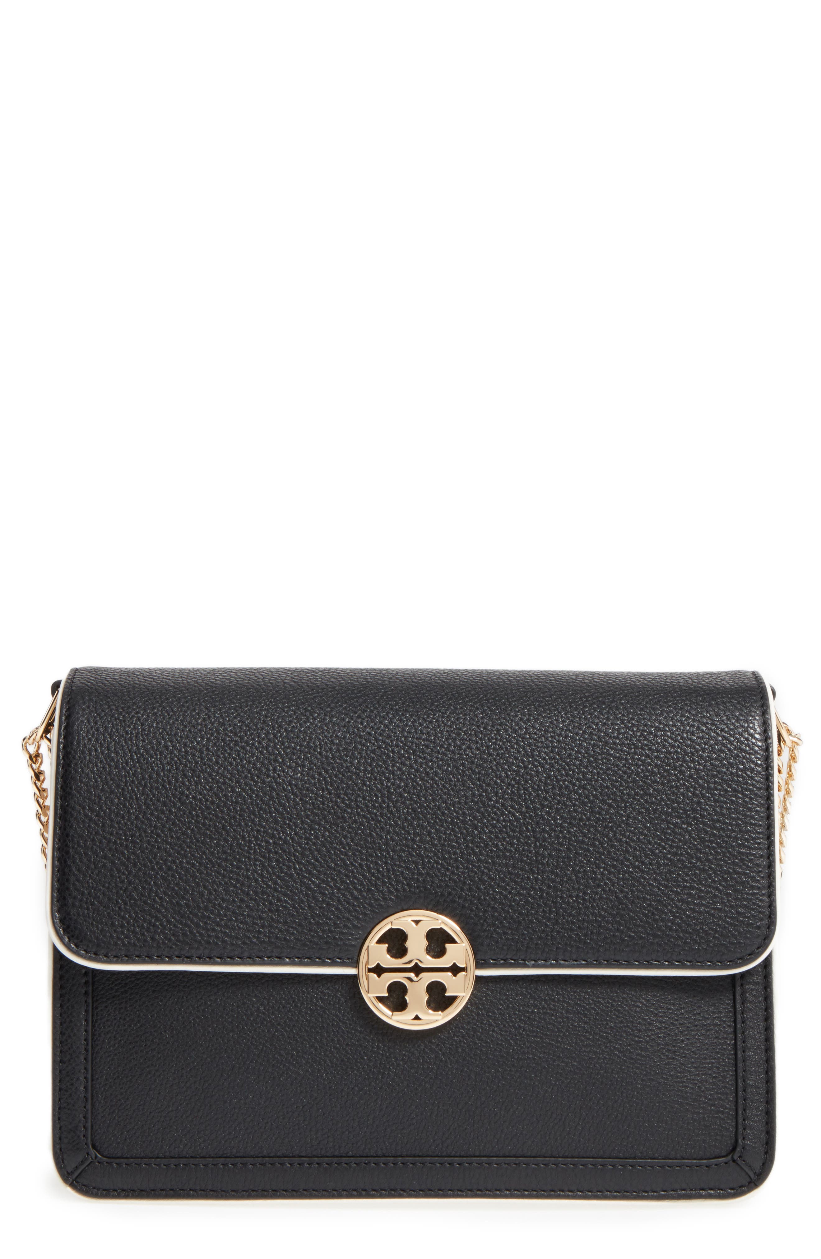 Tory Burch Large Duet Leather Shoulder Bag, Main, color, 