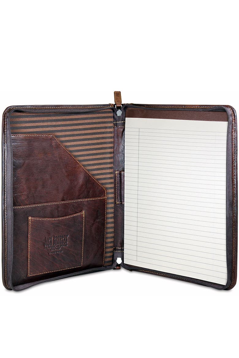 Voyager Letter Size Zippered Writing Pad Cover, Main, color, Brown