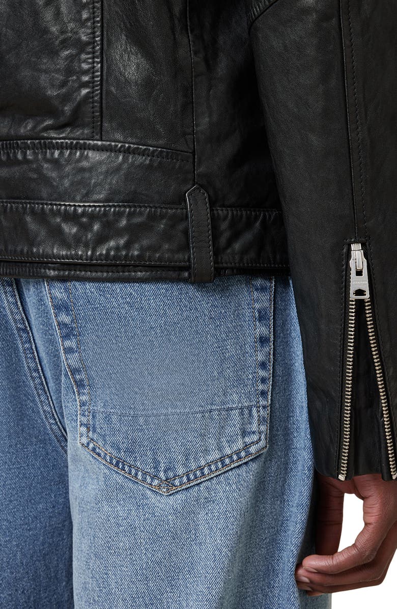 AllSaints Comet Leather Biker Jacket, Alternate, color, Black