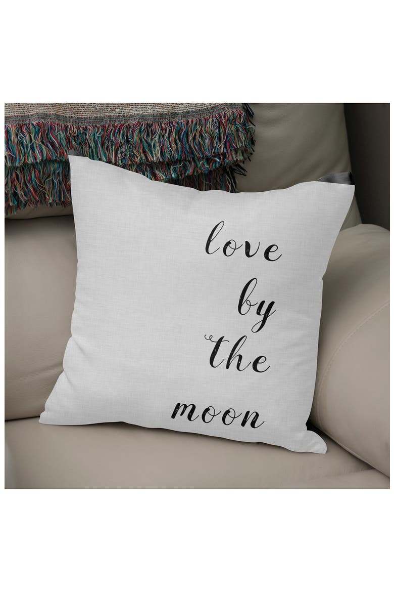 Love By The Moon Throw Pillow, Alternate, color, WHITE