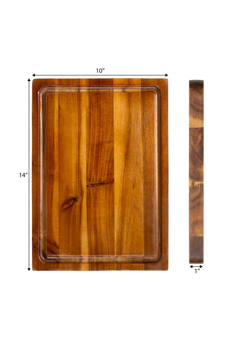 Eldridge Small Handcrafted Acacia Wood Grain Thick Reversible Cutting Board with Juice Grooves, Alternate, color, Brown