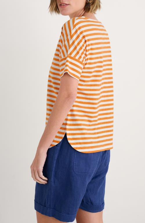 Seasalt Cornwall Bryher View Stripe Organic Cotton T-shirt In Orange