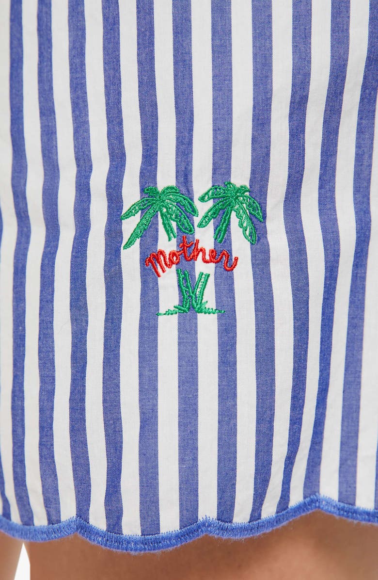 MOTHER The Drawn Freeballer Stripe Cotton Shorts, Alternate, color, White And Blue Stripe