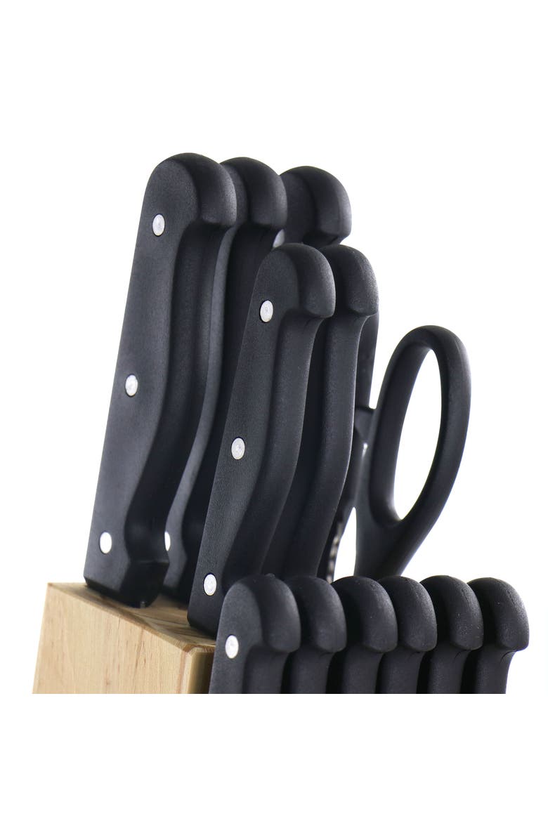 Gibson Home Westover 13 Piece Stainless Steel Cutlery Set with Wood Storage Block, Alternate, color, Black