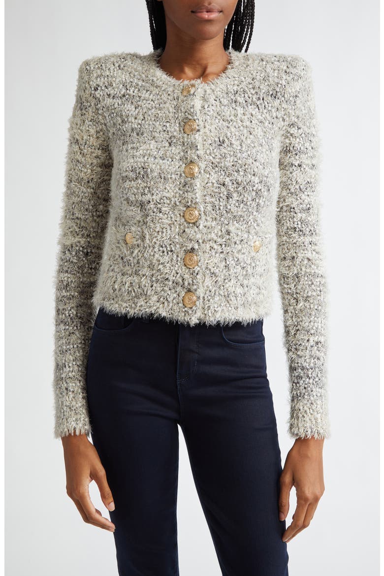 カーディガン IENA - IENA ADAWAS KNIT TWEED 4POCKETS JAC L'AGENCE Una Crop Eyelash Tweed Cardigan (Women) | Nordstrom