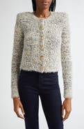 L'AGENCE Una Crop Eyelash Tweed Cardigan