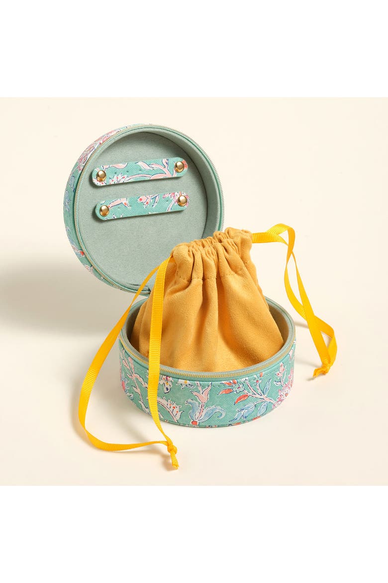 Meilin Floral Jewelery Box 4.5" x 4.5" Artisan, Alternate, color, Turquoise