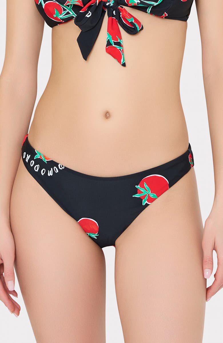 Milly Margot Pomodoro Bikini Bottoms, Main, color, Black/ Red