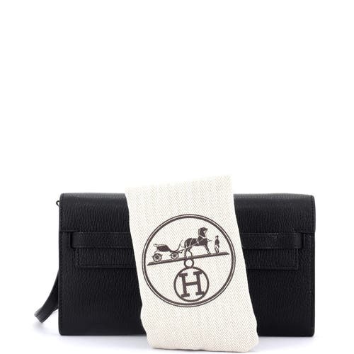 Pre-owned Hermes Hermes Kelly To Go Wallet Chevre Mysore In Black