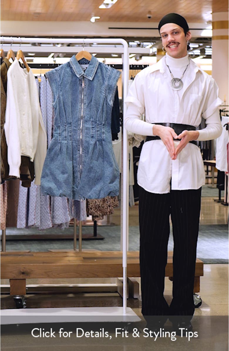 Dyanne Pleated Bubble Hem Denim Minidress, sales video thumbnail