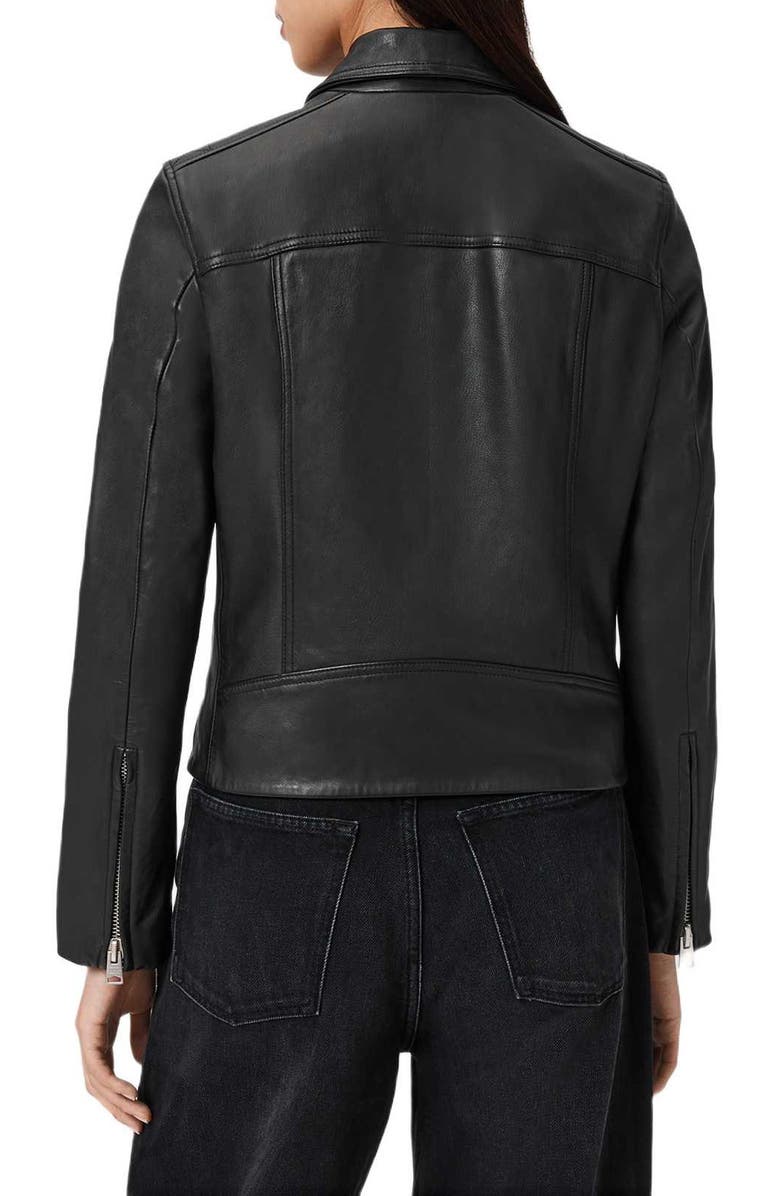 AllSaints Danbury Leather Moto Jacket, Alternate, color, Black