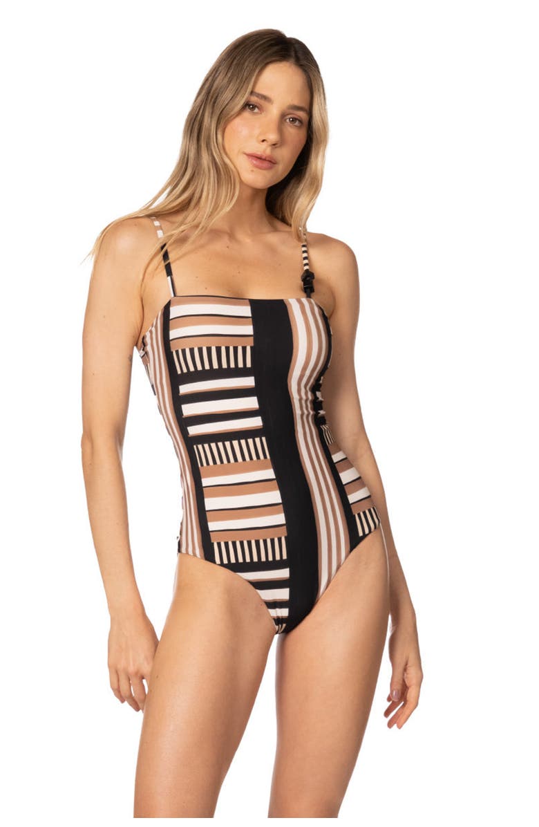 KIBYS Ancestral Lines Serina Sculpting One Piece, Main, color, Black Lines