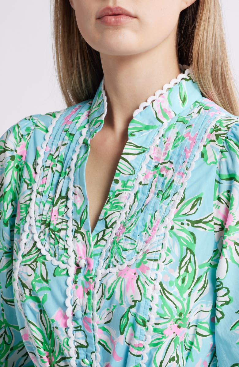 Lilly Pulitzer<sup>®</sup> Arletta Floral Print Long Sleeve Cotton Dress, Alternate, color, Multi Sun Of A Bun