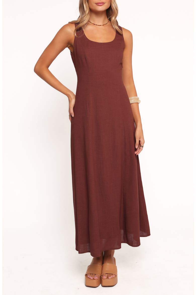 Tatum Sleeveless Linen Blend Maxi Dress, Alternate, color, CHOCOLATE