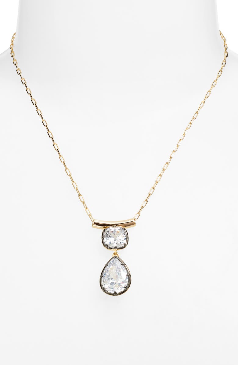 Nordstrom Georgian Cubic Zirconia Pendant Necklace, Alternate, color, Clear- Black- Gold
