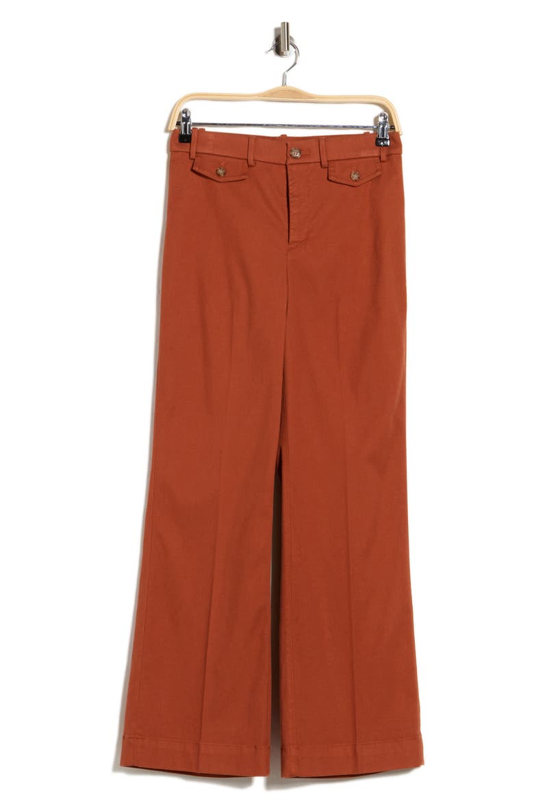 Button Pocket High Waist Flare Leg Pants, Main, color, SIENNA