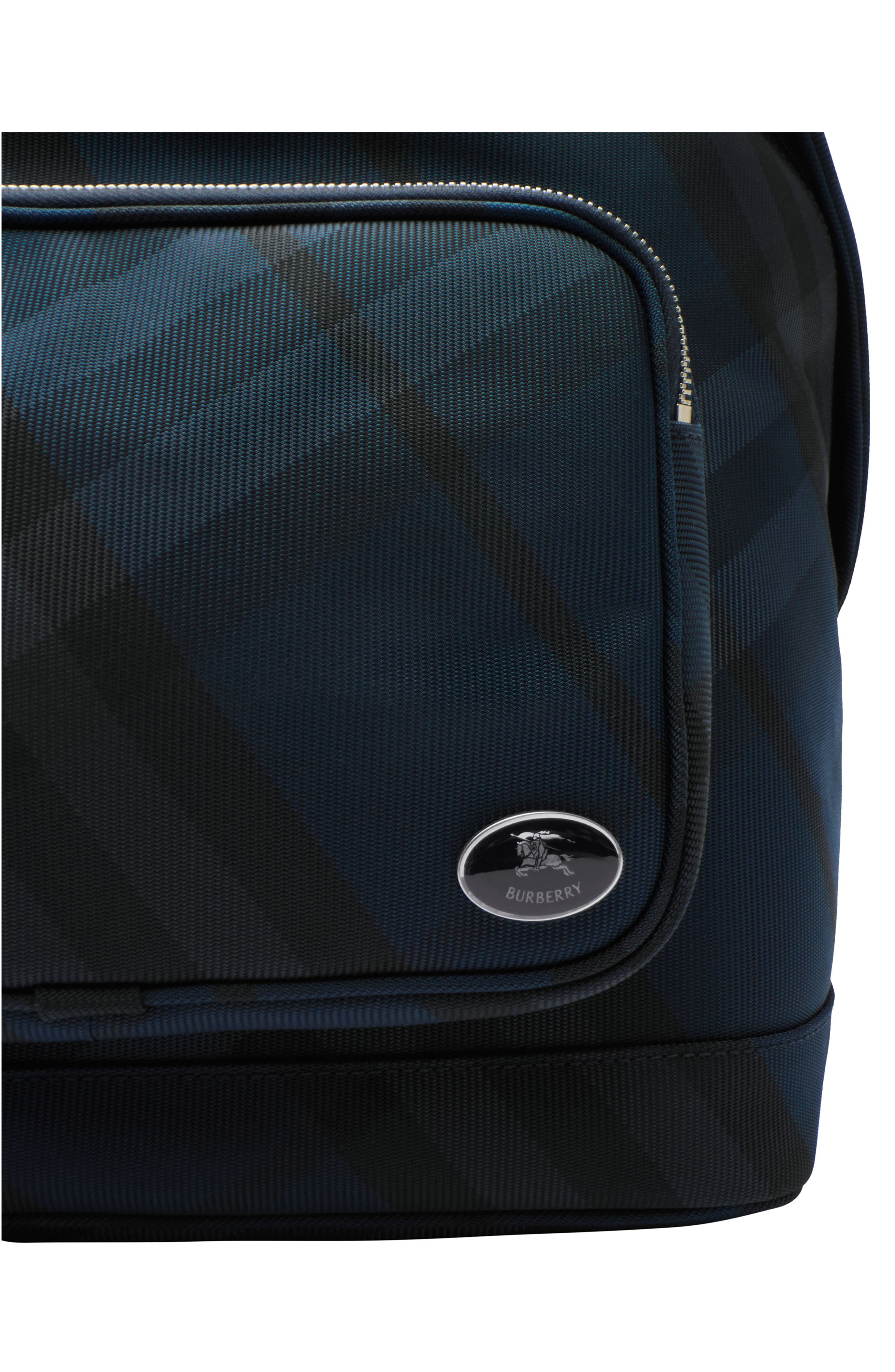 Burberry Grid Check Nylon Backpack, Alternate, color, Navy