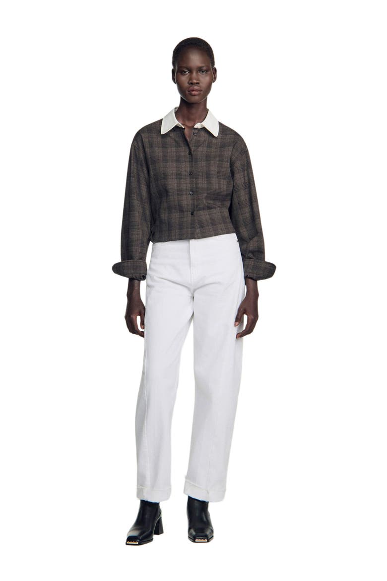 Check shirt with contrast collar, Alternate, color, Dark grey