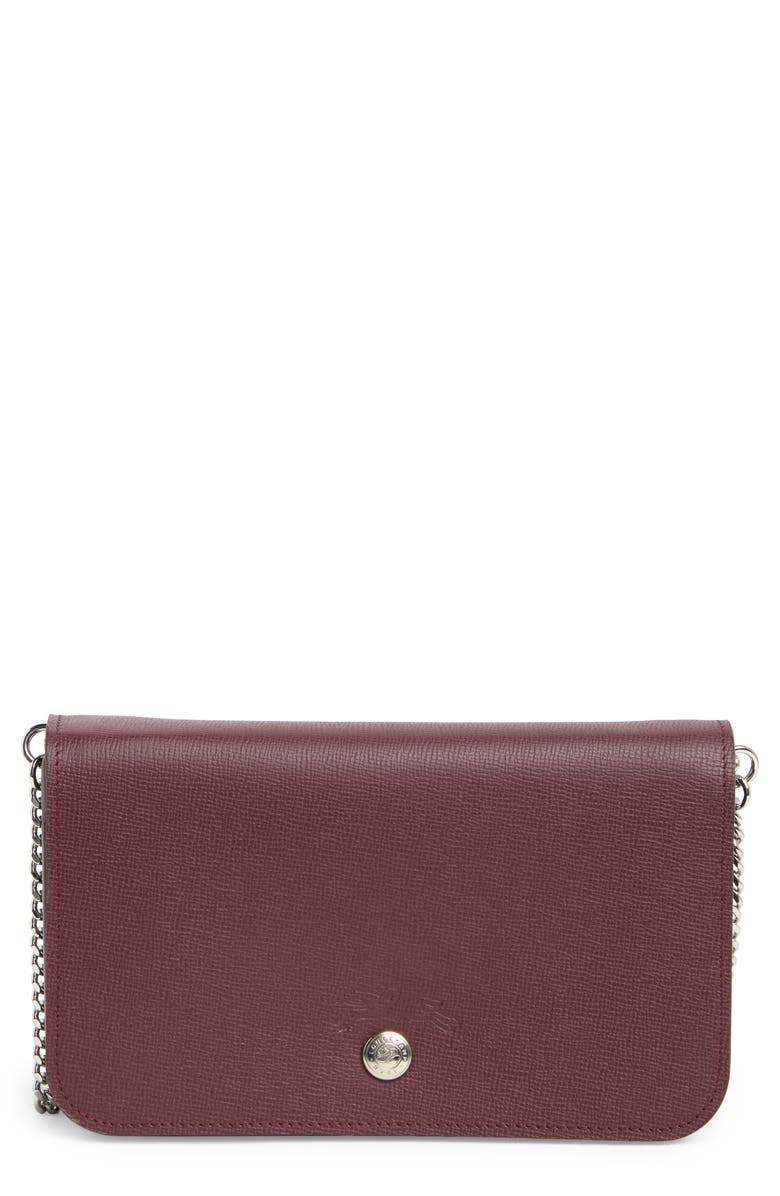 Longchamp Le Pliage Neo Wallet on a Chain, Main, color, Grape